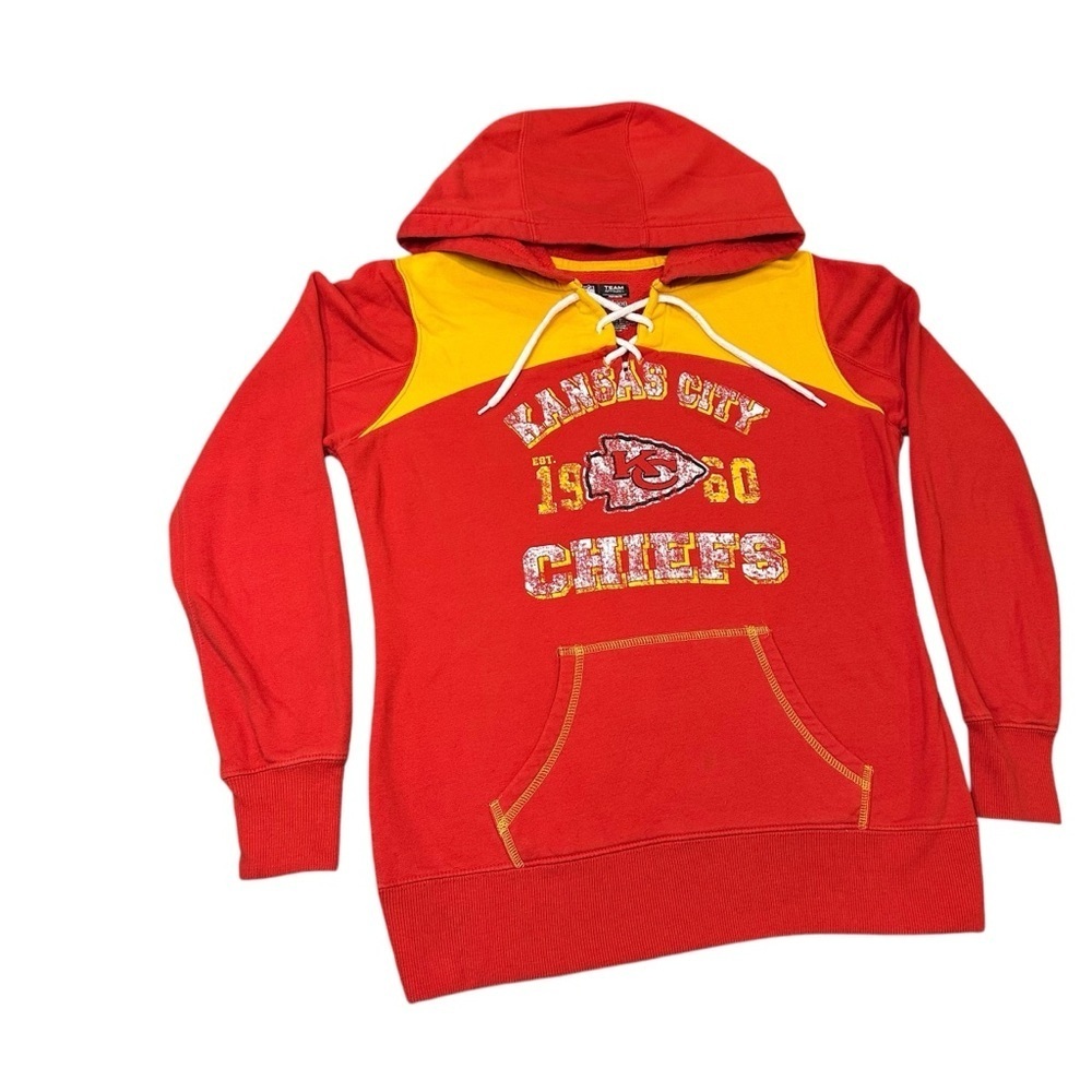 Cute Kansas City Chiefs Super Bowl 2025 Gameday Red and Yellow Hoodie Women’s M - Picture 3 of 6